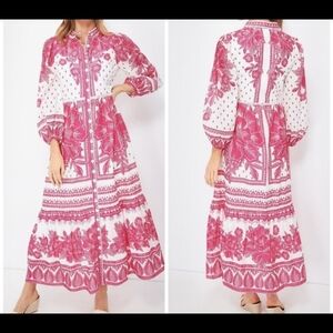 FARM FARMRIO Boho Pink Floral Maxi Dress with Tie Waist